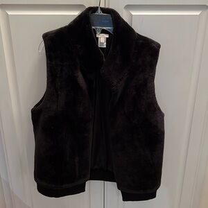 Talbots Womens Sz S/M Faux Fur Black Vest